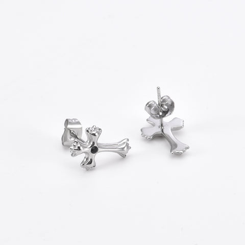 Steel Funeral Cross Earrings