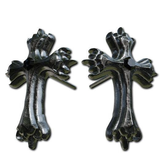 Steel Funeral Cross Earrings