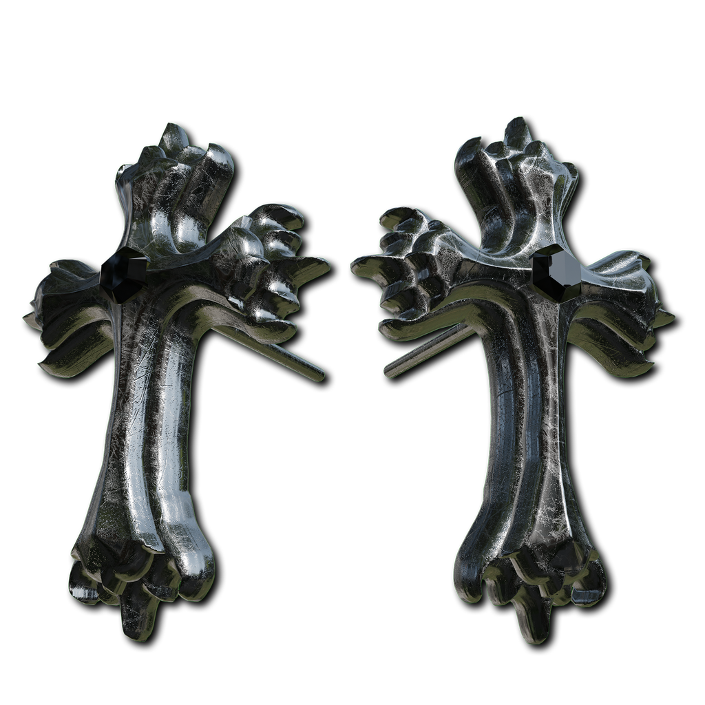 Steel Funeral Cross Earrings